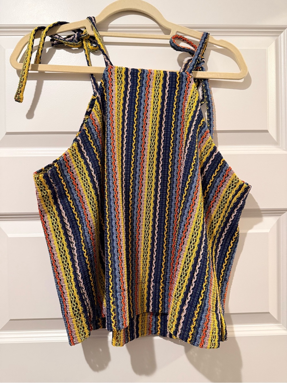 Madewell Striped Knit Tie-Strap Camisole in Navy, Yellow & Orange